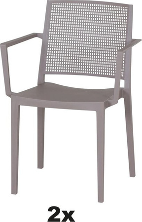 Siena Garden Stapelsessel-Set Square 2-teilig in Taupe aus Polypropylen und Glasfaser mit Armlehnen