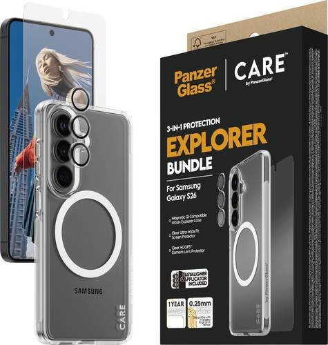 PanzerGlass CARE 3-in-1 Set Displayschutzglas für Samsung Galaxy S26, transparent - Bild 1