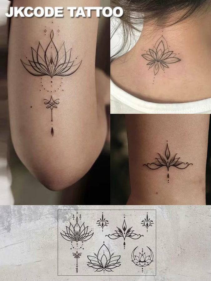 JKCODE TATTOO Mehndi-Design Semi-Permanente Tattoos, Brahma Lotus Totem, Damen - Bild 6