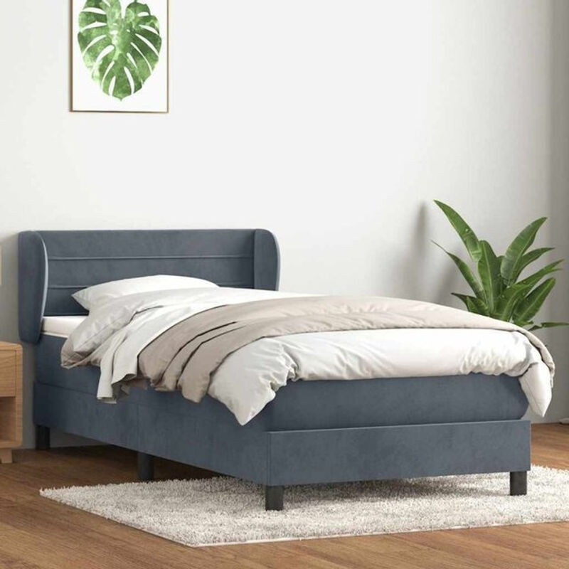 vidaxl Boxspringbett mit Matratze aus Samt in Anthrazit B/T/H: 80 x 220 cm - Bild 1