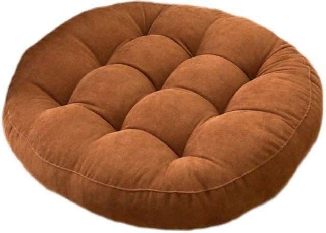 Rundes Tatami Bodensitzkissen aus Cord für Erwachsene und Kinder, Orange, Durchmesser: 42 cm - Bild 1