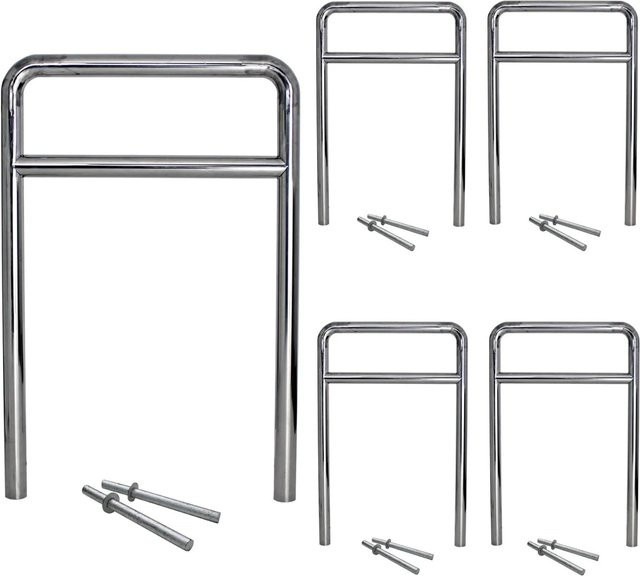TRUTZHOLM 5er Set Fahrradanlehnbügel Typ H aus Edelstahl in Silber, B/H: 118 x 78 cm, Durchmesser: 60 mm - Bild 1