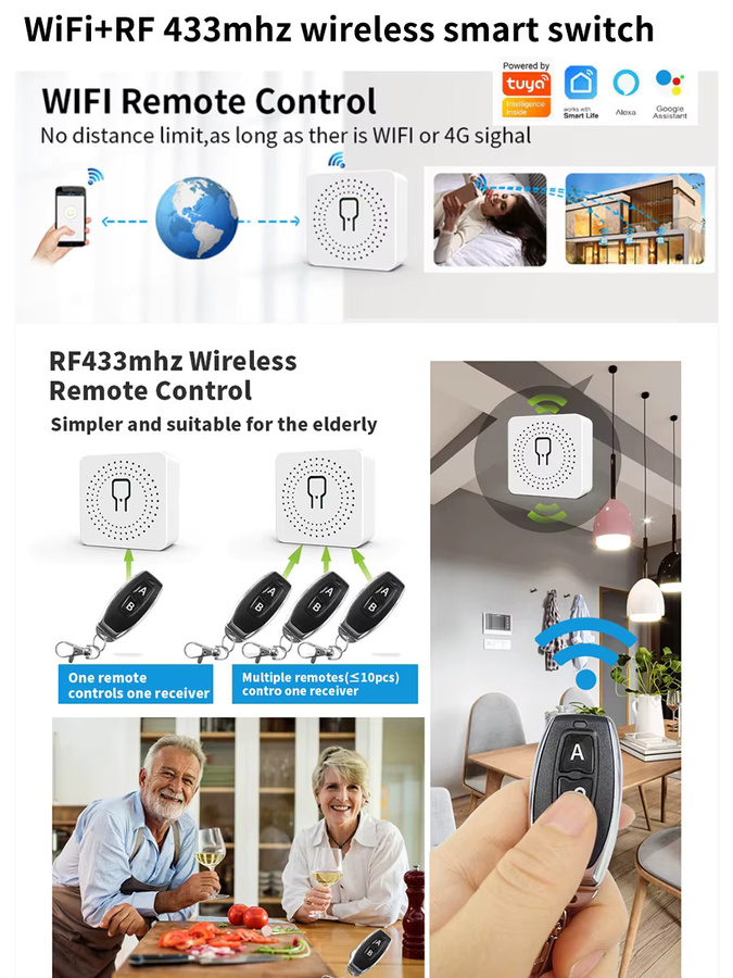 Tuya WiFi Smart Switch 16A kabellose Fernbedienung in Weiß für Smart Life App und Alexa-Sprachsteuerung - Bild 7