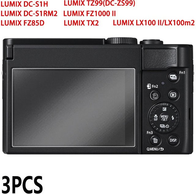 3er-Pack Displayschutzfolie aus gehärtetem Glas für Panasonic LUMIX DC-TZ99, ZS99, S1H, S1RM2, FZ85D, FZ1000 II, TX2 und LX100 II, transparent - Bild 1