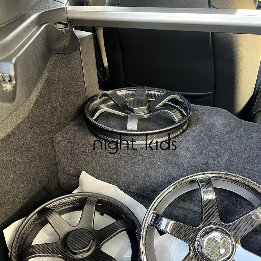 Night Kids Carbonfaser-Innenausstattung für Toyota Supra MK5, Lautsprecher-Dekorrahmen im Rad-Stil für die Rücksitze, Schwarz - Bild 3