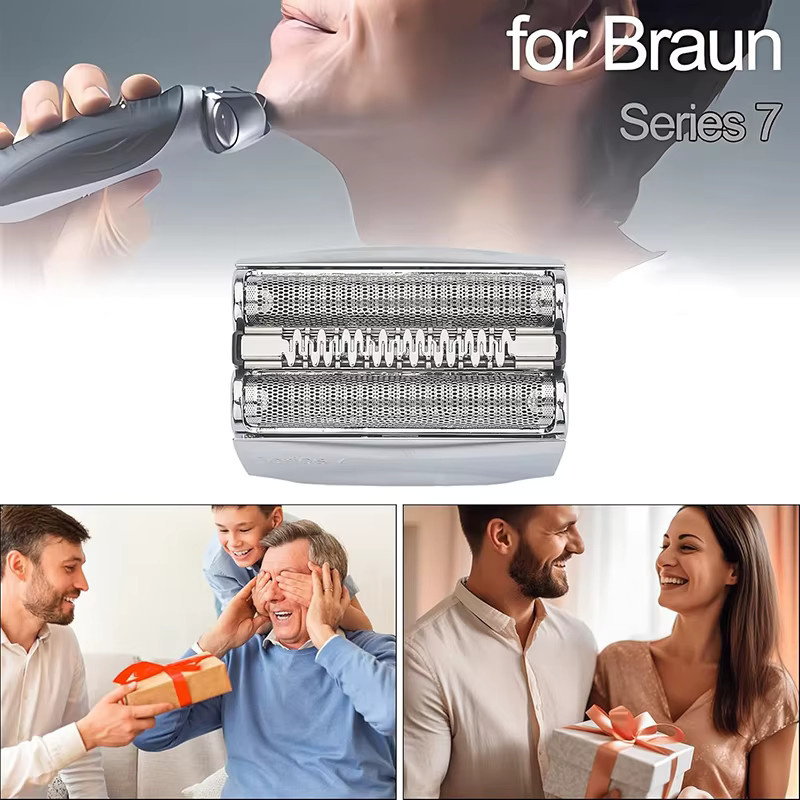 Ersatzschneidkopf und Netzabdeckung für Braun Rasierer Serie 7 70S 790cc 720 720s 740 in Silber - Bild 5