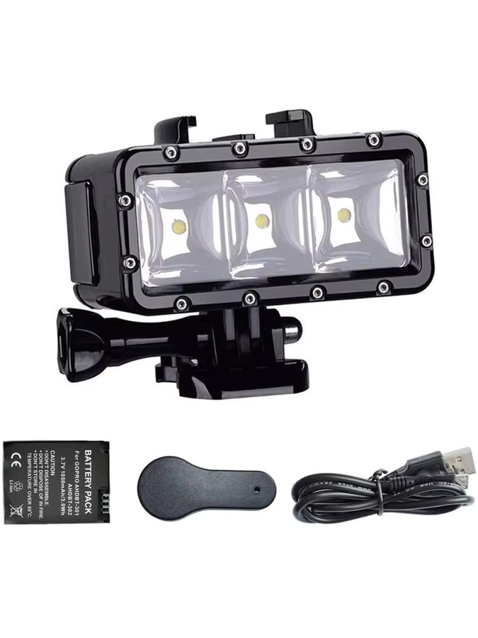 EXSKOF Wasserdichtes Unterwasser-LED-Fülllicht in Schwarz für GoPro Hero, Insta360, SJCAM, AKASO und DJI Osmo Action Kameras - Bild 6