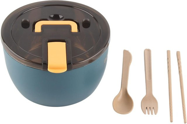 TOMTOP JMS Suppenschüssel aus Edelstahl mit Deckel in Blau für Instant-Nudeln und Ramen - Bild 1
