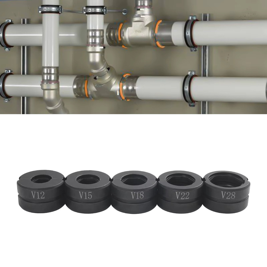 Rohrpresszange mit V-Kontur von Bymaocar aus Cr40-Stahl in Schwarz mit den Größen 12mm, 15mm, 18mm, 22mm und 28mm - Bild 6