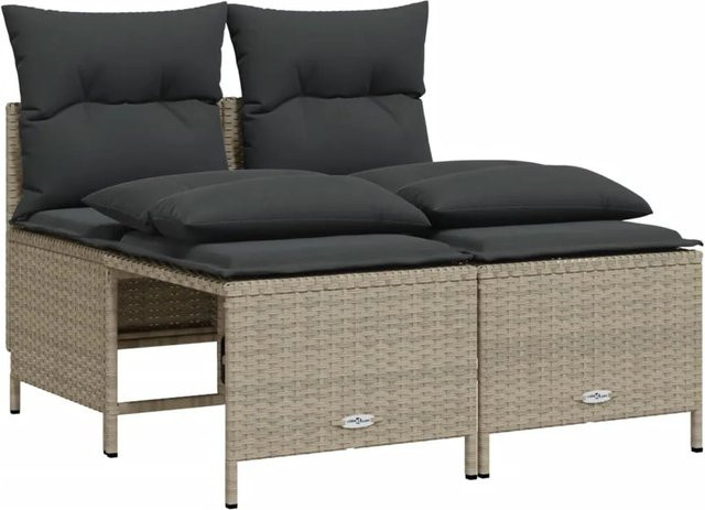 vidaXL 4-teilige Garten-Sofagarnitur aus Poly-Rattan in Hellgrau mit Polsterkissen und pulverbeschichtetem Stahlgestell - Bild 1