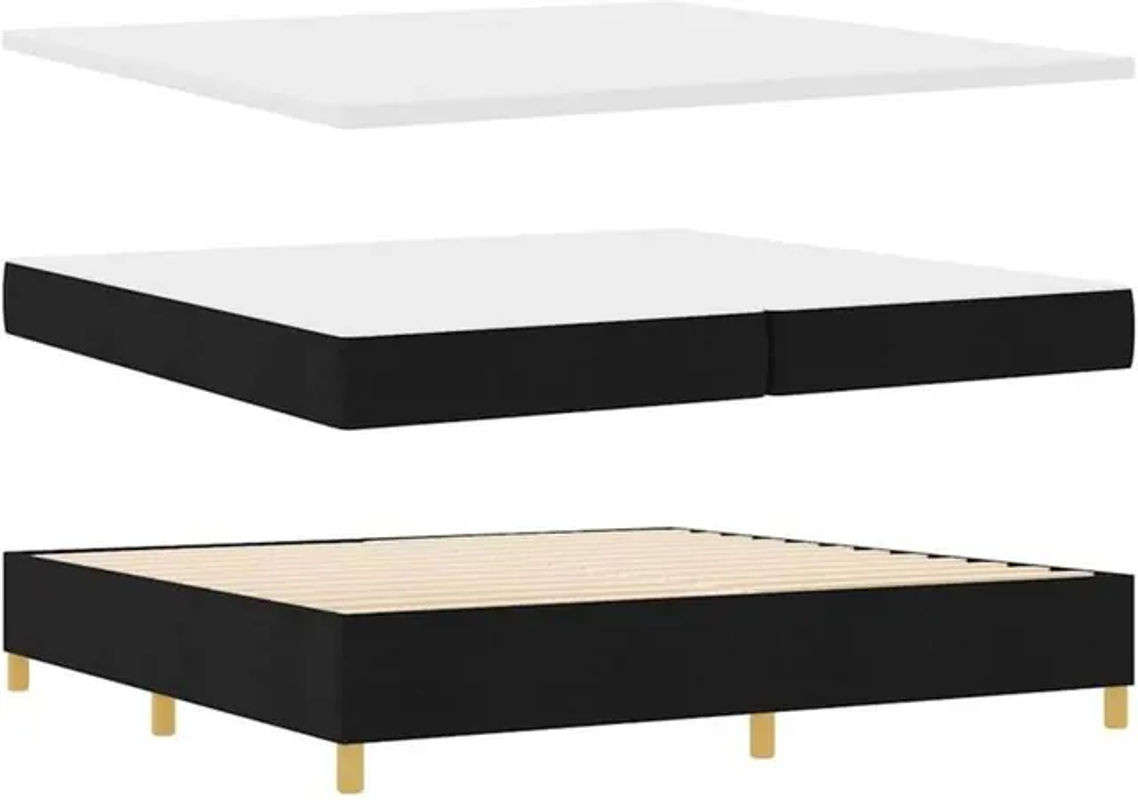 Modernes Boxspringbett mit Matratze von Vidaxl in Schwarz aus Stoff und Holzwerkstoff, B/T: 200 x 200 cm - Bild 1