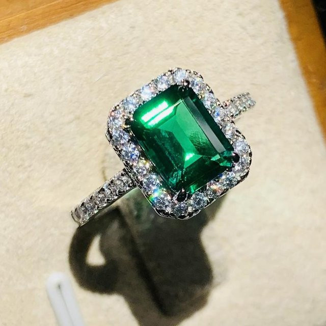 YIRAN Jewelry Ring, Grün, Zirkonia, Silber, Messing, Damen - Bild 1