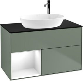 V&B Waschtischunterschrank Finion 100 mit Wandbeleuchtung, Weiß lackiert, B/T/H: 100 x 50,1 x 50,1 cm - Bild 1