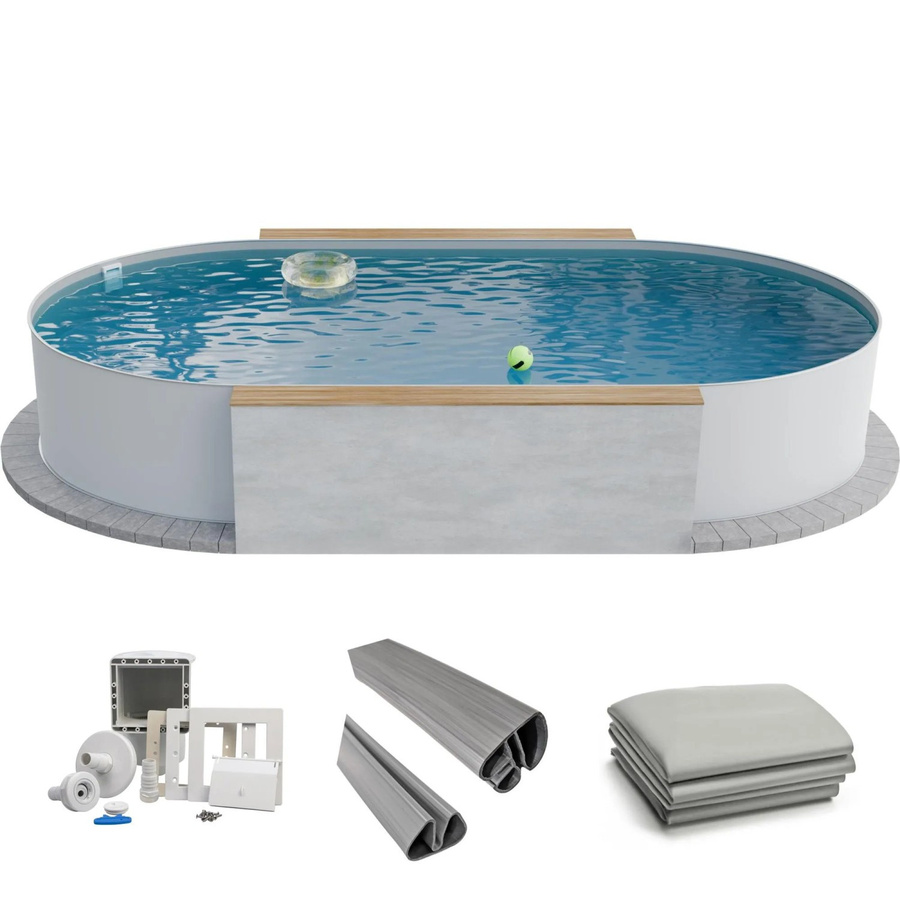 Fresh-Pool Profi Stahlwandpool Set Oval in Weiß und Grau, B/T/H: 525 x 320 x 120 cm - Bild 2