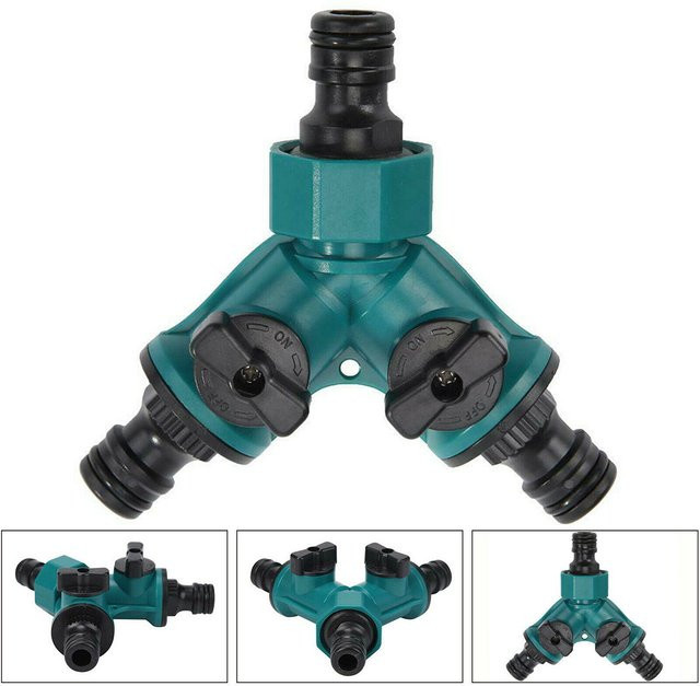 Vibratite Kunststoff-Wasserrohr-Schnellverbinder 3/4 Zoll als Y-Verbinder und Gartenschlauch-Verteiler in Türkis - Bild 1