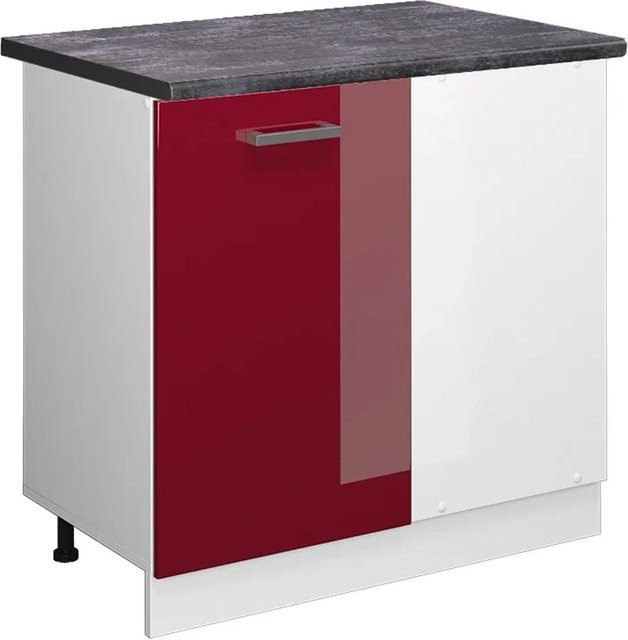 Vicco Eckunterschrank R-Line Küchenschrank in Bordeaux Rot, Weiß und Anthrazit Hochglanz - Bild 1