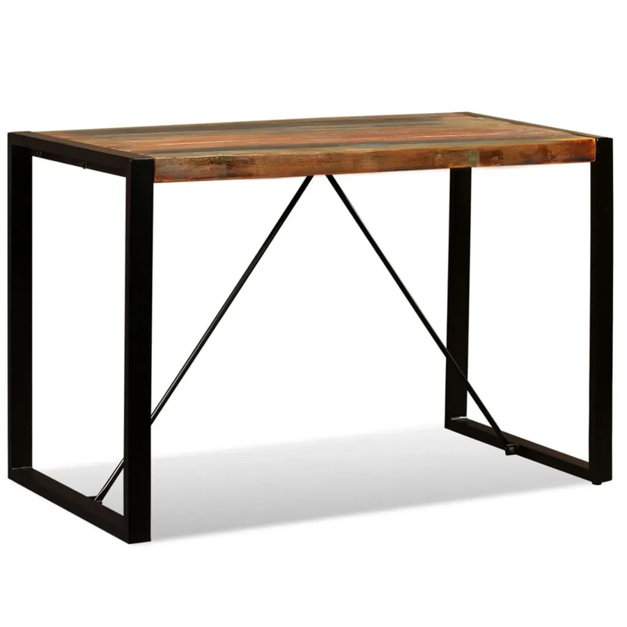vidaXL Esszimmertisch aus Massivholz im Industrial Design, rechteckig, braun, B/T/H: 120 x 76 x 60 cm - Bild 2
