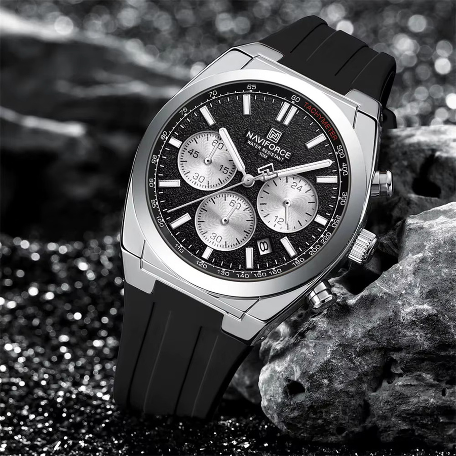 Naviforce Chronograph, Quarz, Edelstahl, Schwarz, Herren - Bild 1