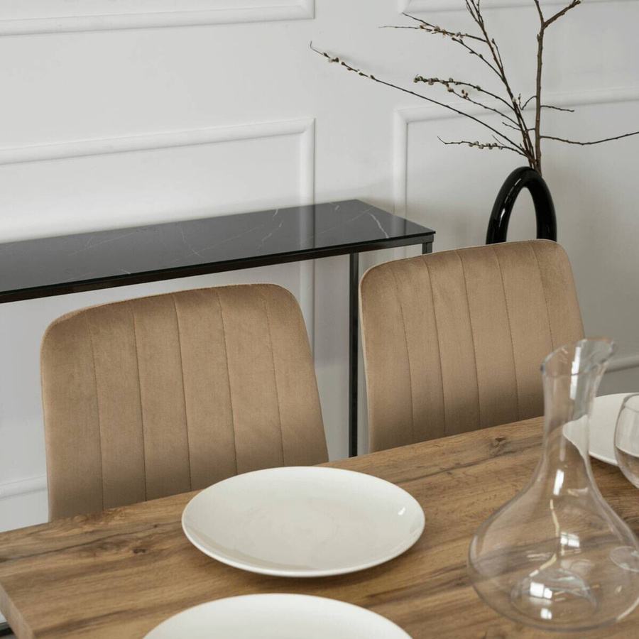 Stuhl IBIS von WIPMEB in Beige aus Velourstoff und Metall, B/H/T: 43 x 90,5 x 50 cm - Bild 2