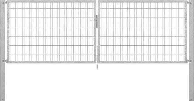 Doppeltor Flexo Plus aus Stahl in Grau, Breite: 400 cm, Höhe: 140 cm, inklusive Pfosten 100 x 100 cm - Bild 1