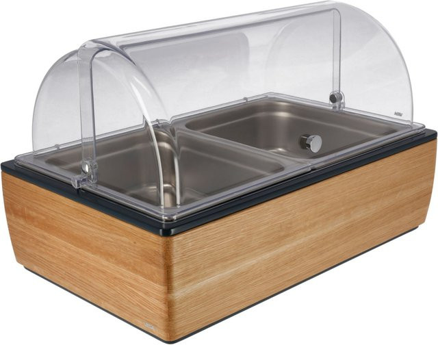 VEGA Buffetvitrine Montana hoch in Eiche, Transparent und Edelstahl, B/T/H: 35,2 x 55,4 x 29,9 cm - Bild 1
