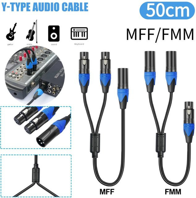 ALLOYSEED XLR-Y-Splitterkabel Schwarz, 1 XLR-Buchse auf 2 XLR-Stecker, 50 cm Länge - Bild 1
