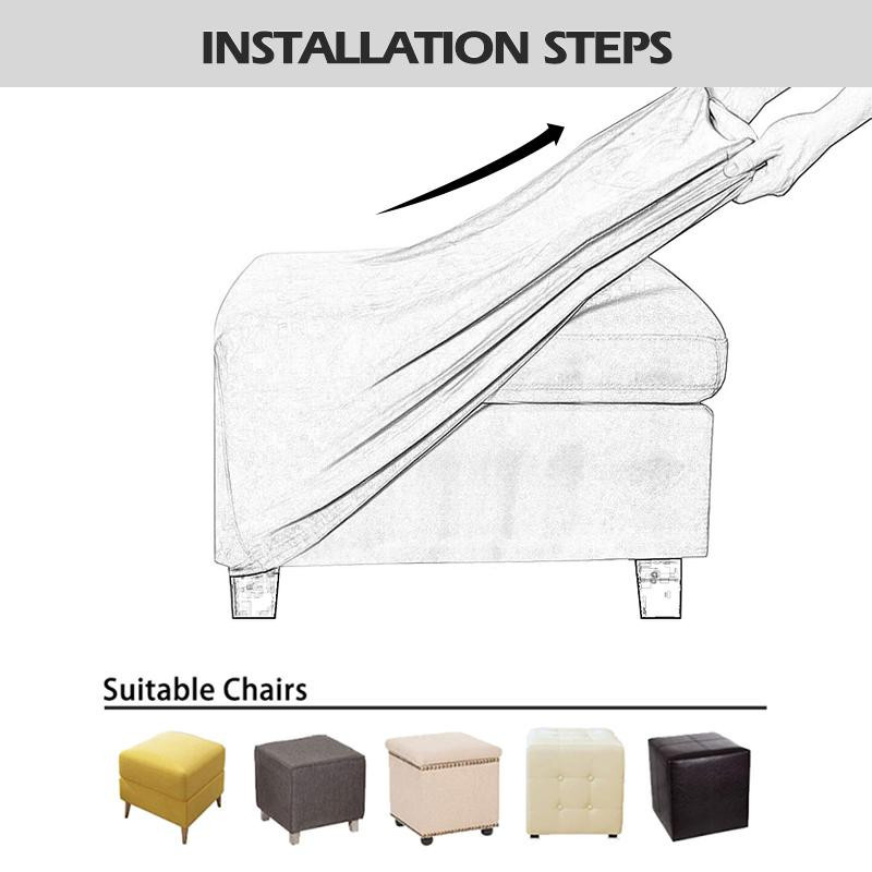 Yiran Furniture Elastischer Fußhockerbezug aus Polyester in Lichtgrau - Bild 2