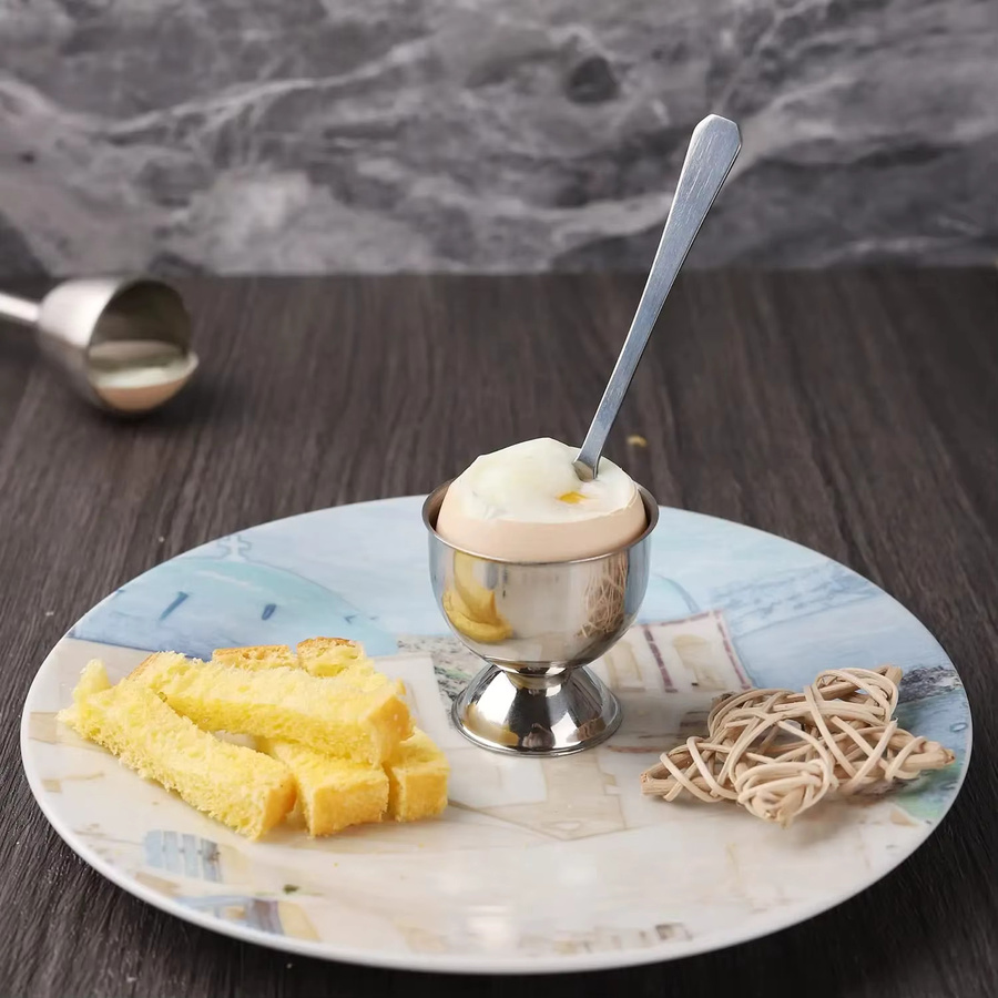 Eierbecher-Set aus Edelstahl in Silber für Frühstück und Brunch - Bild 6