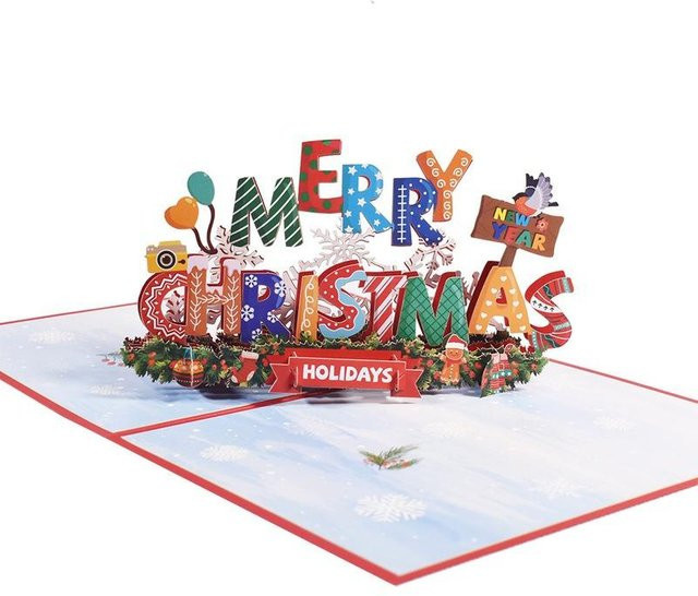 Kreative 3D Frohe Weihnachten Karte für Neujahr und Feiertage aus Papier - Bild 1