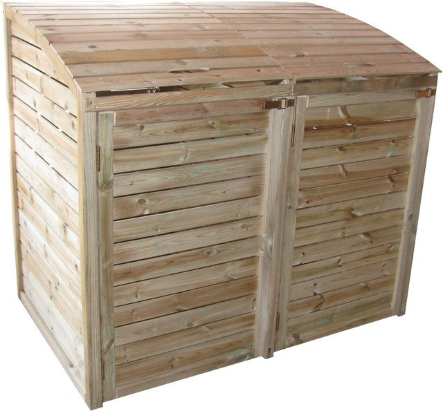 Intergard Mülltonnenbox doppelt aus Kiefernholz, B/T/H: 145 x 125 x 90 cm - Bild 1