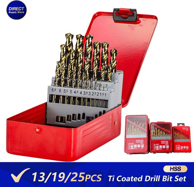 Realmote HSS Bohrer Set mit Ti Beschichtung für Metall und Holz in Gold, 1 bis 13 mm - Bild 1