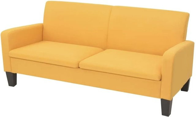 vidaXL 3-Sitzersofa modern in Gelb mit Stoffbezug und Massivholzrahmen, B/T/H: 180 x 65 x 76 cm - Bild 1
