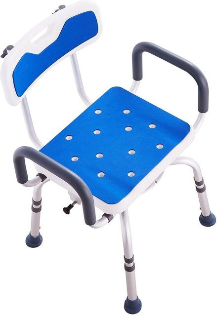 Buying Solutions MB Duschstuhl in Weiß mit 360 Grad Drehbarkeit, Armlehnen und Rückenlehne, belastbar bis 181 kg - Bild 1