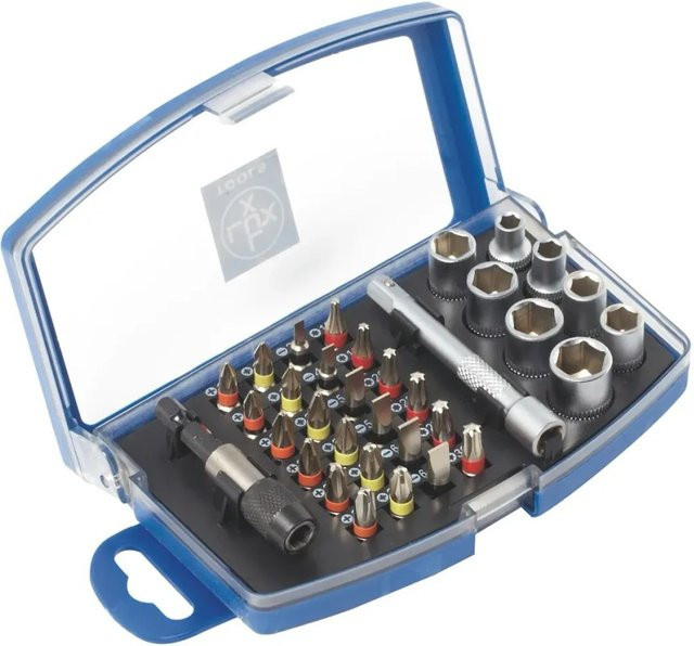 LUX-TOOLS Bit- und Steckschlüsselsatz 1/4 Zoll, 34-teilig, Blau - Bild 1
