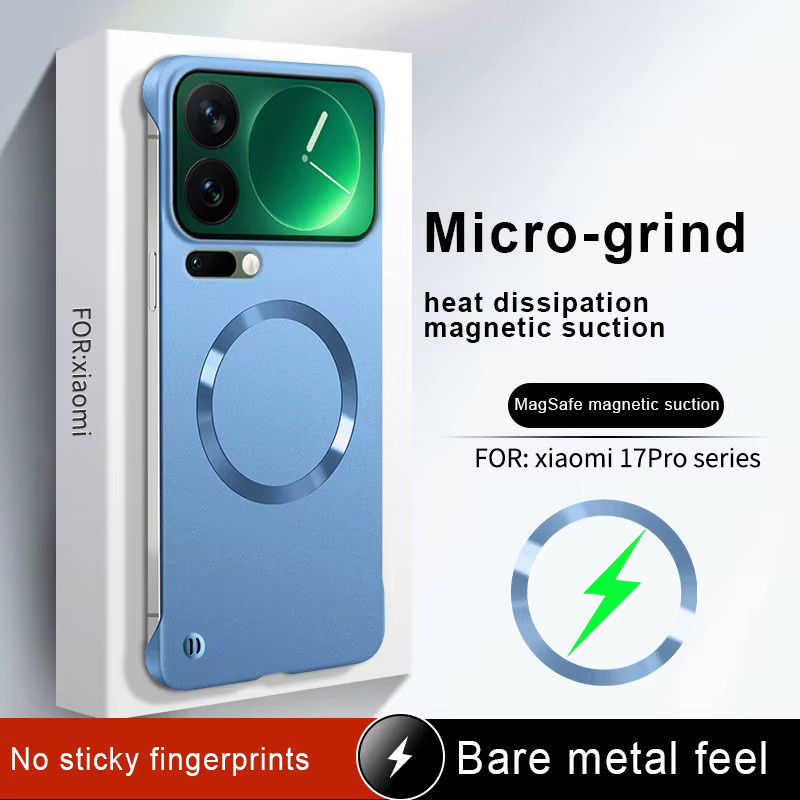 MagSafe kompatible magnetische Handyhülle für Xiaomi Mi 17 15 14 13 Pro Ultra 17 Pro Max in Blau mit mattierter metallischer Optik und Wireless Charging Funktion - Bild 4