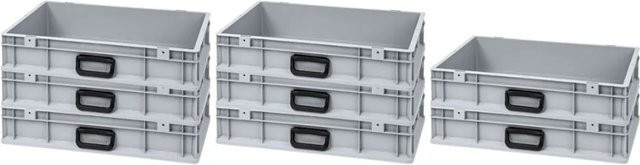 PROREGAL Spar Set 8x Eurobox Nextgen Portable Uno Transportbehälter Grau H x B x T: 12 x 60 x 40 cm, 23 Liter - Bild 1
