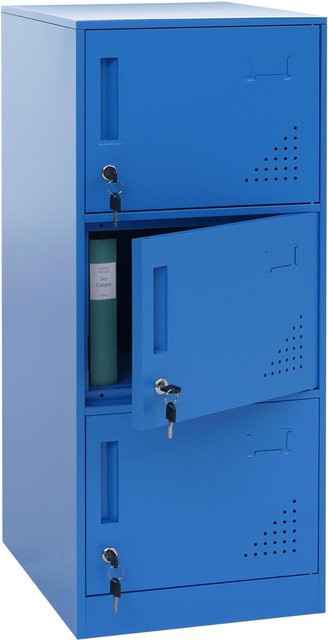 MCW Spind P63 Wertfachschrank aus Stahl mit 3 Türen, Blau, B/T/H: 90 x 38 x 45 cm - Bild 1