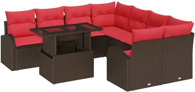 vidaXL Gartensofa-Set aus Poly-Rattan in Braun mit L-Form, Polsterung und integriertem Kissen-Speicher für Garten und Terrasse - Bild 1
