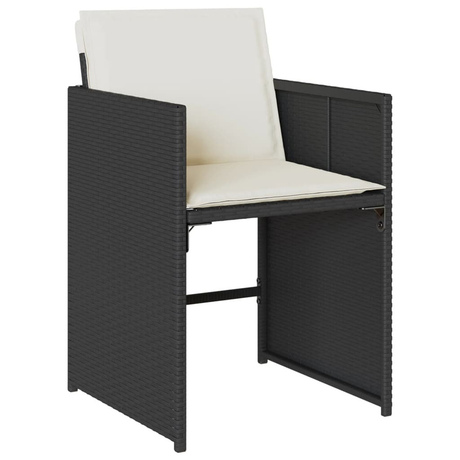 vidaXL 17-tlg. Garten-Essgruppe aus PE-Rattan mit Kissen und Hartglas, Schwarz - Bild 4