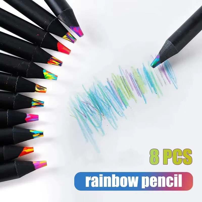 8-teiliges Regenbogen Buntstift-Set aus Holz in Mehrfarbig für Kinder zum Zeichnen - Bild 2