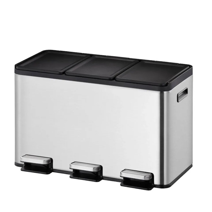 PROREGAL Rechteckiger Treteimer aus gebürstetem Edelstahl mit Soft Close und Stay Open Deckel, Silber, H x B x T: 37,1 x 59,5 x 32,1 cm - Bild 2