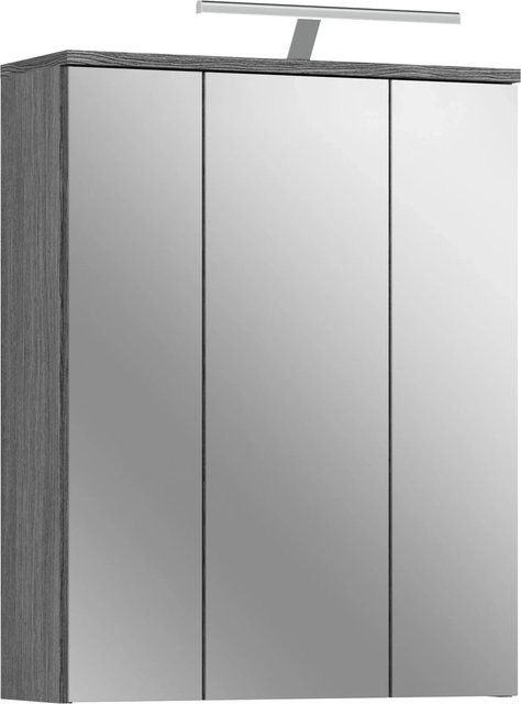 xonox.home Spiegelschrank Blake mit LED-Beleuchtung und Glastüren in Weiss Hochglanz, B/H/T: 64 x 77 x 21 cm - Bild 1