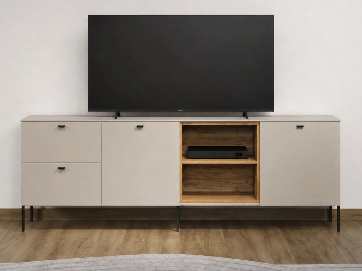 Sideboard Jardins von TOP.FURN in Sand und Eiche mit Soft-Close-Schubladen, Breite: 200 cm, Höhe: 75 cm - Bild 4