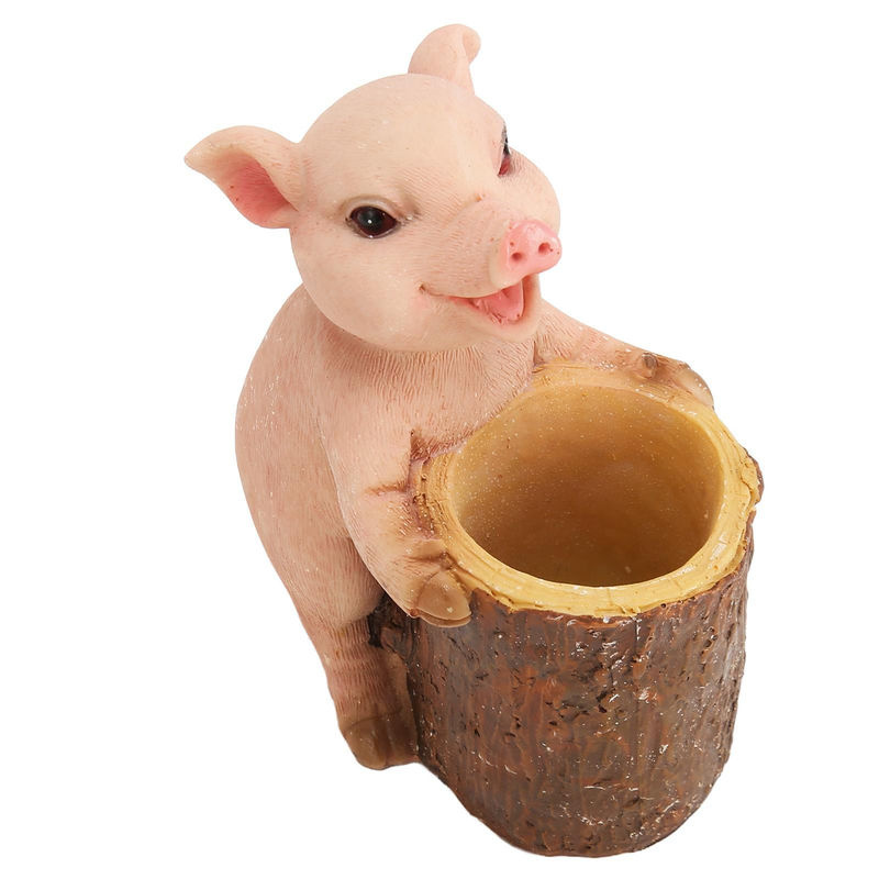 Igeteck Mini-Schwein Figur aus Kunstharz in Rosa handbemalt als Dekoration für Zuhause und Auto - Bild 2