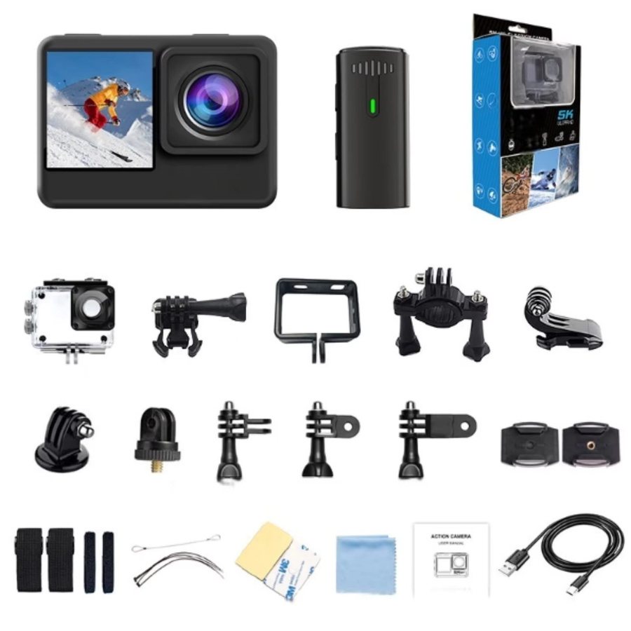 Bytelike 5K Action Kamera mit Dual-Screen Touchdisplay, 24MP, Schwarz, inklusive Zubehör und Fernbedienung mit WLAN und HDMI - Bild 5