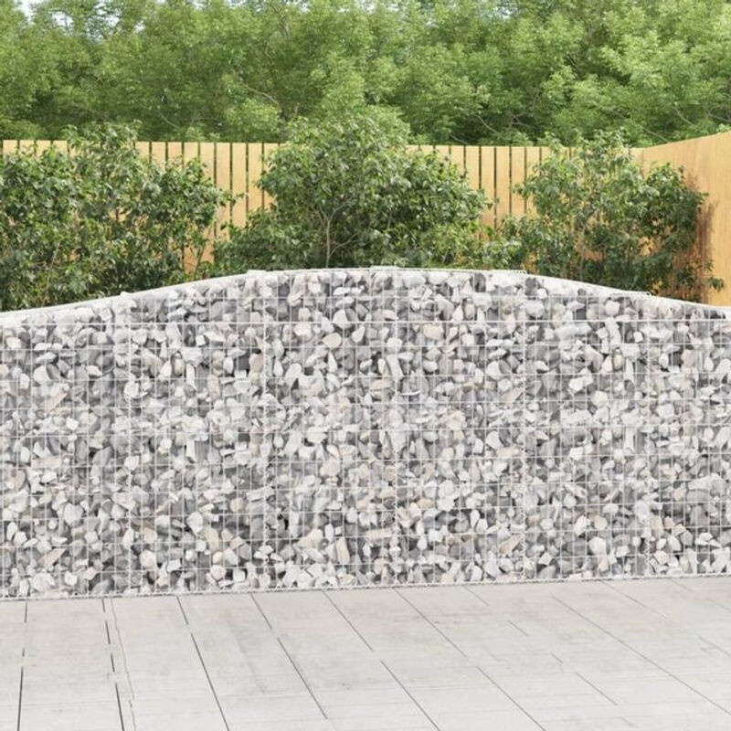 Vidaxl Gabionen mit Hochbogen Set aus verzinktem Eisen in Silber und Grau, 9 Stück, B/T/H: 400 x 50 x 100/120 cm - Bild 1