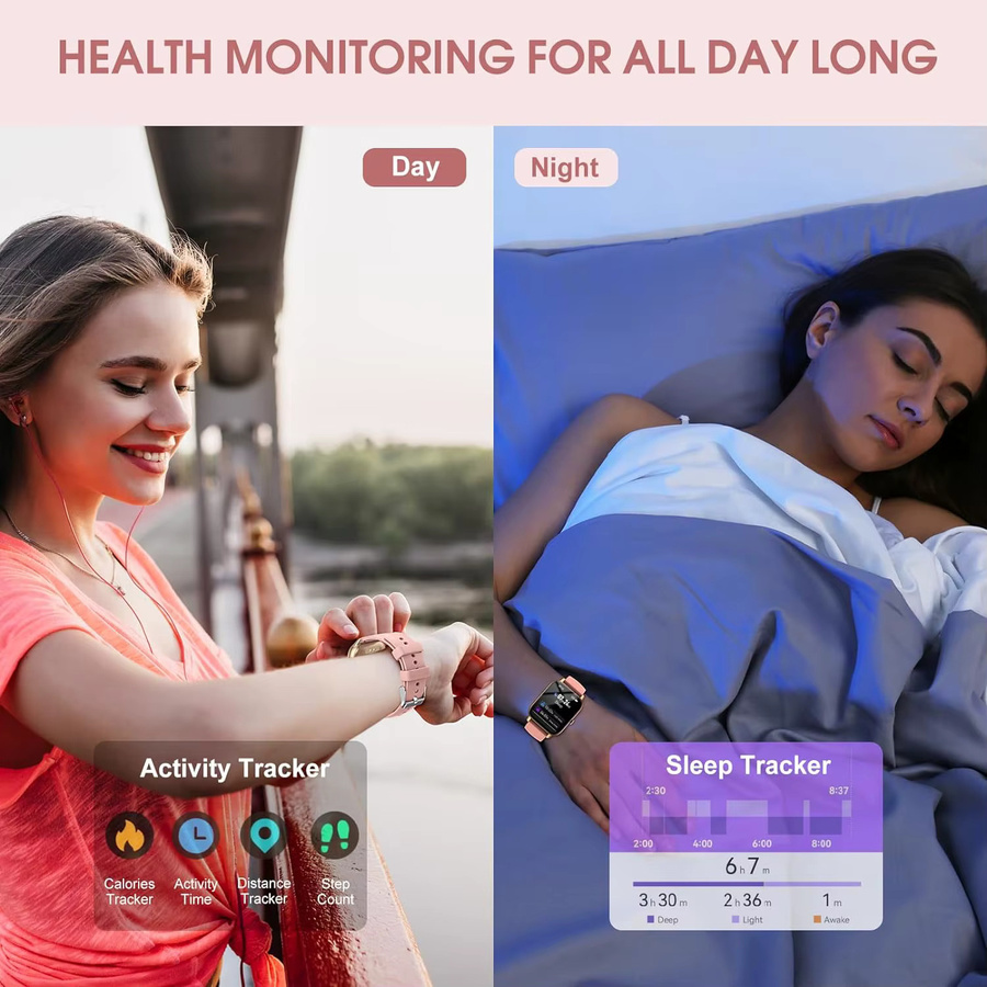 P66 Smartwatch in Weiß mit 1,85 Zoll Display, 100+ Sportmodi und IP68 Wasserdichtigkeit, Fitnessaktivitäts-Tracker für iOS und Android - Bild 3