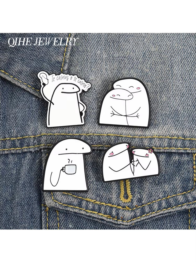 QIHE JEWELRY Emaille-Anstecknadel Flork Meme, Unisex - Bild 3