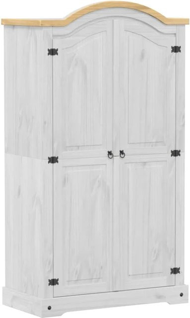 vidaXL Kleiderschrank Corona aus massivem Kiefernholz, Weiß, B/T/H: 102 x 52 x 186 cm - Bild 1