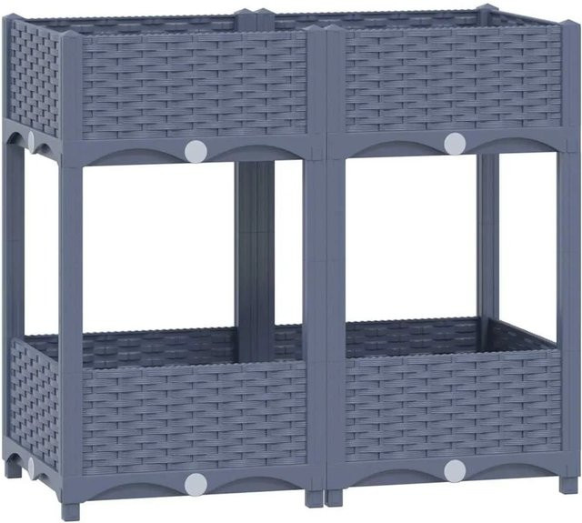 vidaXL Hochbeet aus Polypropylen in Grau und Blau, B/T/H: 80 x 40 x 71 cm - Bild 1